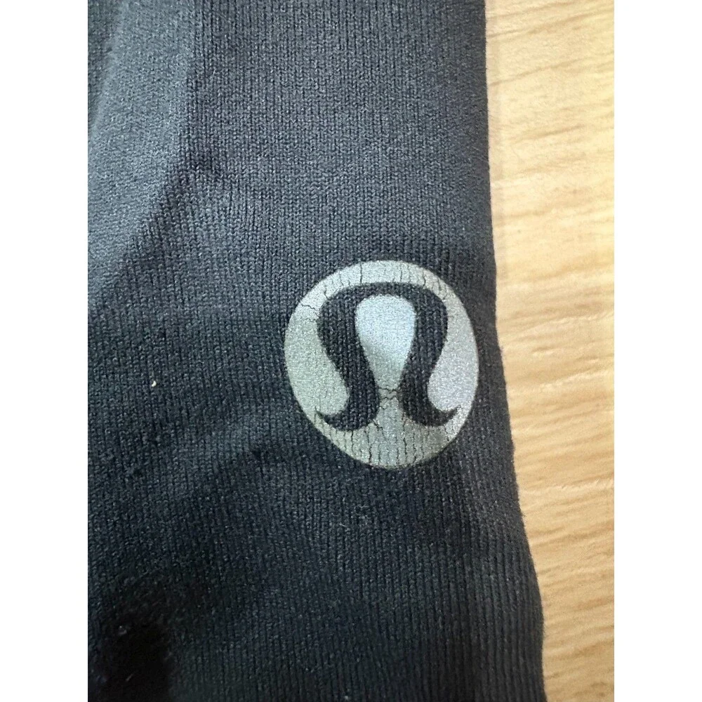 Lululemon Black Run Inspire Crop Leggings Ruched Mesh Size 4 Zipper Pocket Yoga